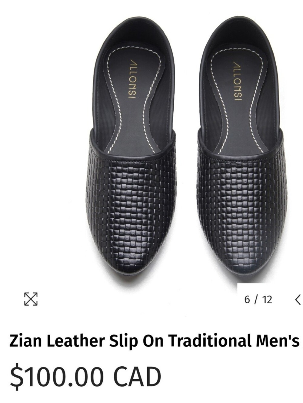 Allonsi Zian Woven Leather Jutti Slip-On Shoes Men's Size 9 Black